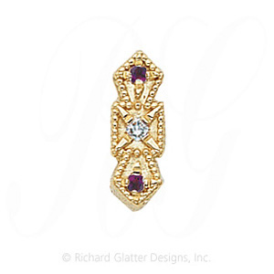 GS053 D/AMY - 14 Karat Gold Slide with Diamond center and Amethyst accents 